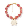 Bohemian Natural Lava Rock Fish Shaped Pendant Resin Barrel Beaded Necklaces with Alloy End Chains for Women WGF8885-01-1