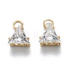 Brass Clear Cubic Zirconia Charms ZIRC-G170-15-3