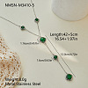 304 Stainless Steel Glass Rhombus Long Y Tassel Necklaces for Women WGE6B13-04-1