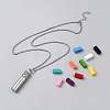 304 Stainless Steel Box Chain Hollow Column Perfume Bottle Pendant Necklaces NJEW-WH0002-137P-1