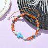 Adjustable Synthetic Turquoise & Ocean White Jade Braided Bead Bracelets BJEW-JB13733-1