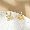 Brass Micro Pave Clear Cubic Zirconia Stud Earrings EJEW-R016-26G-11-3