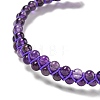 Adjustable Round Natural Amethyst Braided Bead Bracelets for Women BJEW-G713-01-3