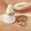 Brass Micro Pave Clear Cubic Zirconia Enamel Finger Rings for Women RJEW-L113-024G-2