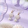 Shell Pearl with Brass Dangle Earrings for Women EJEW-TA00557-2