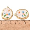 304 Stainless Steel & Cloth Embroidered Pendants FB-CBAFBAF-01G-3