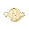 Brass Disc with Initial Links Connector Charms KK-E802-36G-N-1