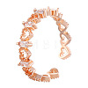 Brass Micro Pave Clear Cubic Zirconia Cuff Open Rings for Women FS-WGE0131-03-1