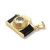 Brass Micro Pave Cubic Zirconia & Enamel Pendants X-KK-Q098-36G-A-2