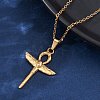 Ankh Cross with Wings 304 Stainless Steel Pendant Necklaces NJEW-H059-08G-2