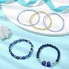 5Pcs 5 Style Natural Lapis Lazuli & Lampwork Evil Eye & Seed Beaded Stretch Bracelets Set BJEW-JB09616-01-2