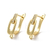 Hollow Oval Rack Plating Brass Micro Pave Cubic Zirconia Hoop Earrings Finding KK-E084-63G-1