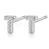 Anti-Tarnish Rhodium Plated 925 Sterling Silver Initial Letter Stud Earrings HI8885-20-1