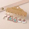 3 Pairs Easter Zinc Alloy Enamel Dangle Earrings FS-WG6F3D6-07-1