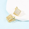 Brass Micro Pave Cubic Zirconia Rhombus Hoop Earrings EJEW-B153-09G-3