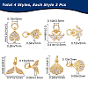 8Pcs 4 Style Brass Micro Pave Clear Cubic Zirconia Charms KK-BBC0001-82-2