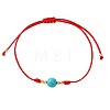 Stylish Round Synthetic Turquoise & Brass Bead Braided Bracelets HI1374-5