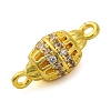 Brass Micro Pave Clear Cubic Zirconia Hollow Oval Connector Charms KK-A230-05A-G-2