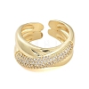 Rack Plating Brass Pave Cubic Zirconia Rings for Women RJEW-B064-09G-2