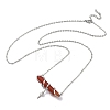 Natural & Synthetic Mixed Stone Faceted Pointed Bullet Wire Wrapped with Star Pendant Brass Cable Chain Necklaces NJEW-P351-01P-6