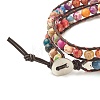 Round Natural Imperial Jasper(Dyed) Braided Wrap Bracelet BJEW-JB08177-5