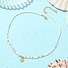 Ocean Brass Pave Clear Cubic Zirconia Sea Animals Pendant Natural Shell and Glass Seed Beaded Necklaces for Women NJEW-JN06345-02-1
