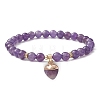 Natural Amethyst Round Beaded Stretch Bracelets BJEW-JB09727-01-1