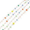 Faceted Cube Glass & ABS Plastic Imitation Pearl Beaded Chains CHS-G026-02KCG-03-1-1