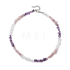 Natural Rose Quartz & Quartz Crystal & Amethyst Chip Beaded Necklaces NJEW-JN05099-04-4