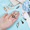 12Pcs 12 Styles Cat Alloy Enamel Stethoscope Pendant Decorations HJEW-OC00132-3