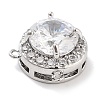 Brass Micro Pave Clear Cubic Zirconia Pendants ZIRC-L104-004P-2