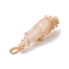 5Pcs 5 Styles Electroplated Natural Quartz Crystal Copper Wire Wrapped Pendants PALLOY-JF03435-5