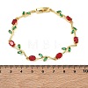 Brass Glass Flower Link Chain Bracelets KK-CBA7DFA-01G-09-5