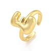 Brass Letter Open Cuff Rings for Women RJEW-G313-01E-G-1