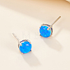 Fashionable S925 Sterling Silver Inlaid Opal Stud Earrings NO4806-2-2