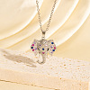 Brass Pave Colorful Cubic Zirconia Elephant Pendant Necklaces for Women WGDED3C-02-1