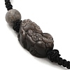 Natural Obsidian & Sliver Obsidian & Picture Jasper Braided Bead Bracelet BJEW-C051-44-2