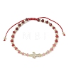 Dyed Natural Malaysia Jade Rondelle Beaded Braided Bead Bracelets BJEW-JB13395-01-2
