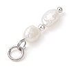 Natural Baroque Keshi Pearl & Electroplate Synthetic Non-magnetic Hematite Beaded Pendants PALLOY-JF04993-02-5