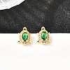 Tortoise Brass Micro Pave Cubic Zirconia Stud Earrings EJEW-A135-04G-1