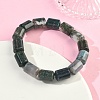 Column Natural Moss AgateBeads Stretch Bracelets for Women Men BJEW-A148-01A-28-3