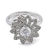 Sunflower Rotatable Open Cuff Rings for Women RJEW-S402-09P-3