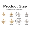8Pcs 4 Style Brass Micro Pave Clear Cubic Zirconia Pendants FIND-TA0001-74-19