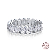 Rhodium Plated 925 Sterling Silver Micro Pave Clear Cubic Zirconia Finger Ring for Women RJEW-F150-02B-P-1