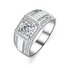 Rhodium Plated 925 Sterling Silver Micro Pave Cubic Zirconia Finger Rings WGBE16F-17-4