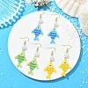 304 Stainless Steel with Glass Cylinder Seed Beads Dangle Earrings EJEW-MZ00815-1
