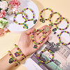 10Pcs Carnival Acrylic & Glass Pearl Bead Bracelets BJEW-CA00004-3