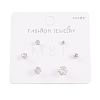 6 Pcs Brass Mirco Pave Clear Cubic Zirconia Ear Studs EJEW-S218-01P-08-1