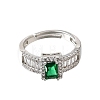 Brass Micro Pave Clear Cubic Zirconia Cuff Open Rings CU-CBA5C10-14P-4
