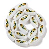 Printing Glass Oval Beads for Necklaces Bracelets Making GLAA-B020-01A-07-3